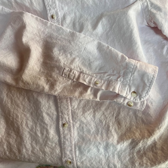 Mens Banana Republic Pink Linen Dress Shirt, Size L - Picture 11 of 11